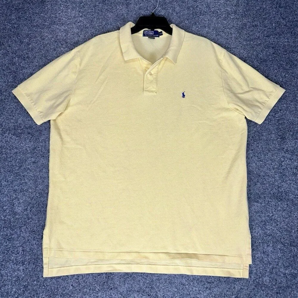 Polo Ralph Lauren Shirt Mens 2XL Yellow Polo Short Sleeve‎ Cotton Casual Adult